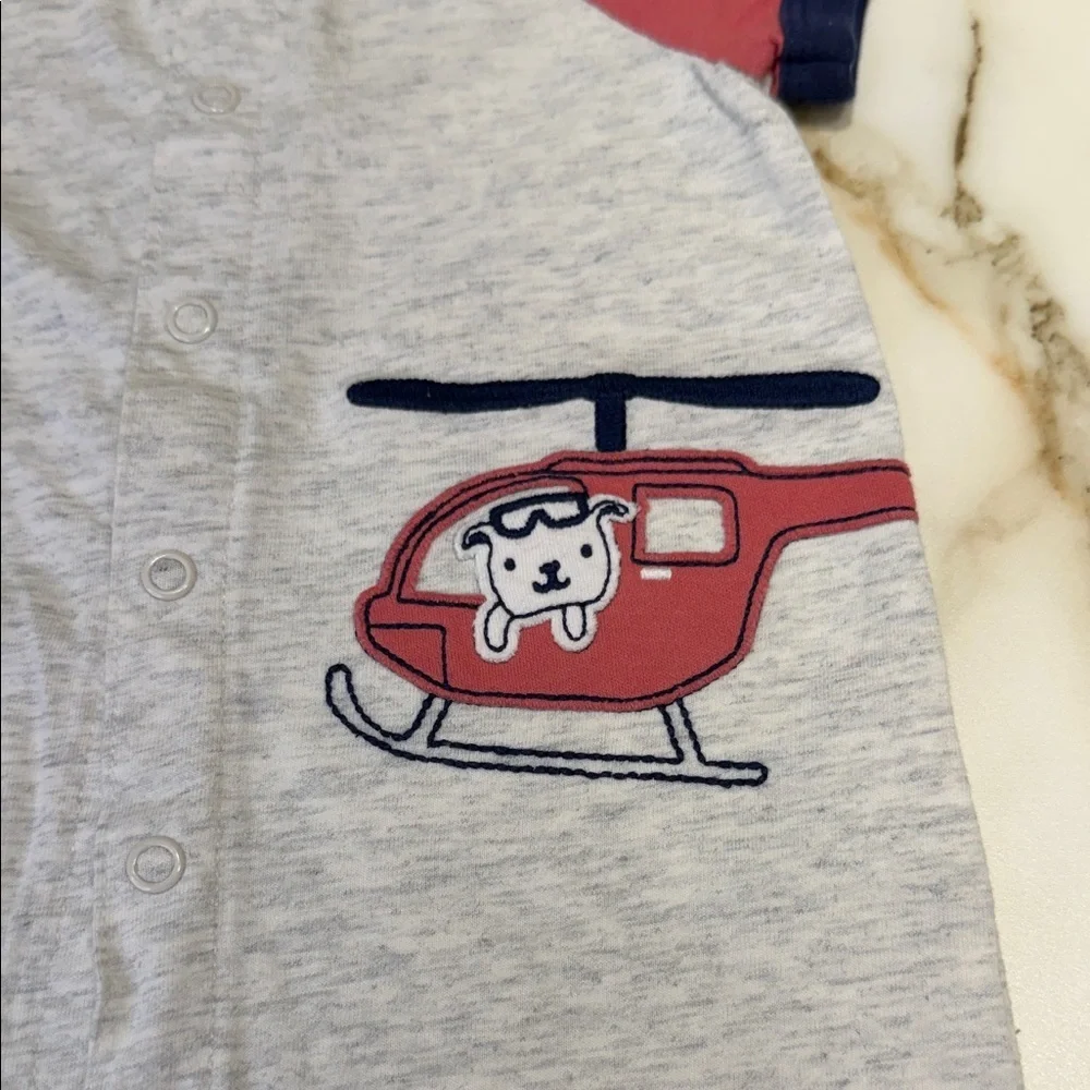 Carter’s Adorable Gray and Red Helicopter Baby Romper